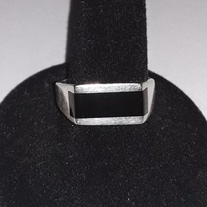 Kabana Sterling Inlaid Black Onyx Ring - 8